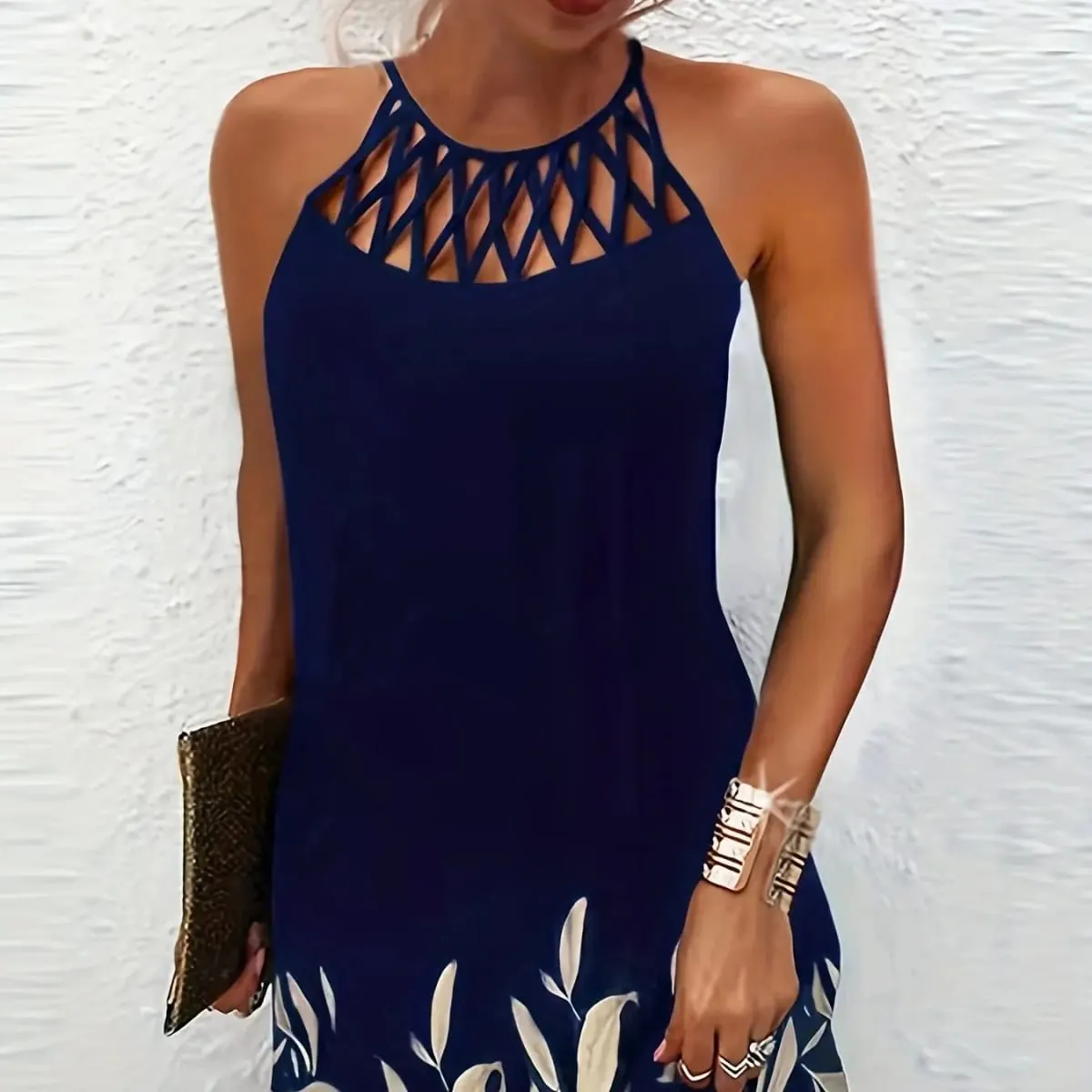 2026 New Spring and Summer National Wind Positioning Printing Mesh Belt Sleeveless Casual Dress — image 2