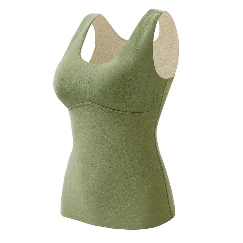 Winter Fleece Thermal Vest for Women Thickened Thermo Lingerie Seamless Soft Warm Inner Wear Female Undershirt With Bra Padded — image 11