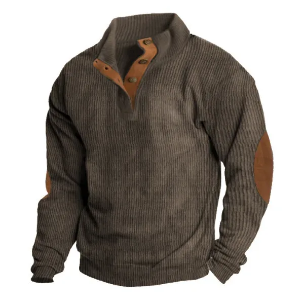 Men's Cargo Sweatshirt American Splicing Patch Pullover Men's Outdoor Jacket Corduroy Casual Long Sleeve Sweatshirt — image 9