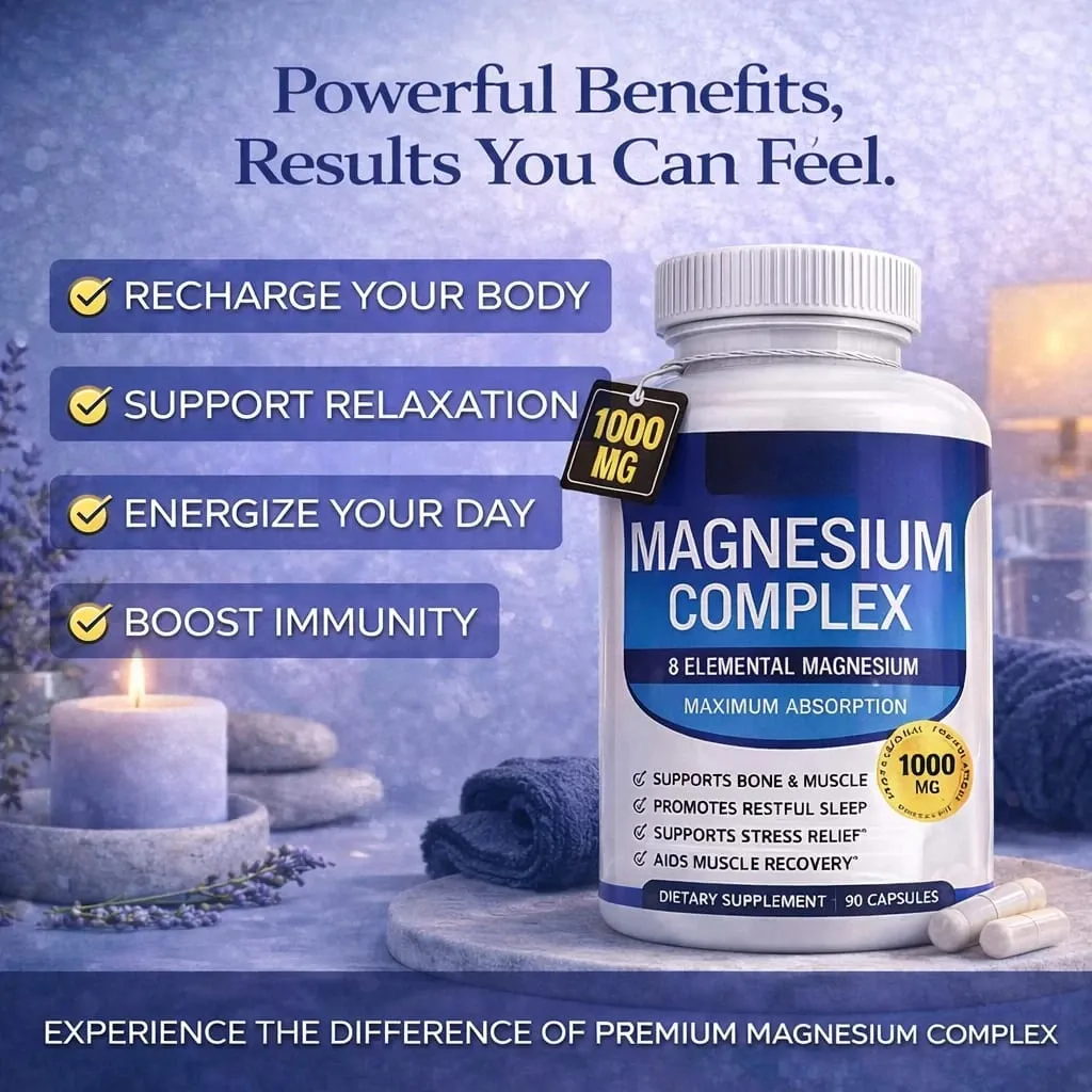 Magnesium Complex Capsule Contain Glycinate Citrate 1000mg and Multiple Magnesium Daily Health Nutrition Supplement 90 Count — image 5