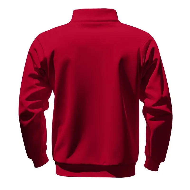 American autumn and winter heavy fleece long-sleeved men's sweater half zipper loose stand-up collar pullover men's sweater — image 9