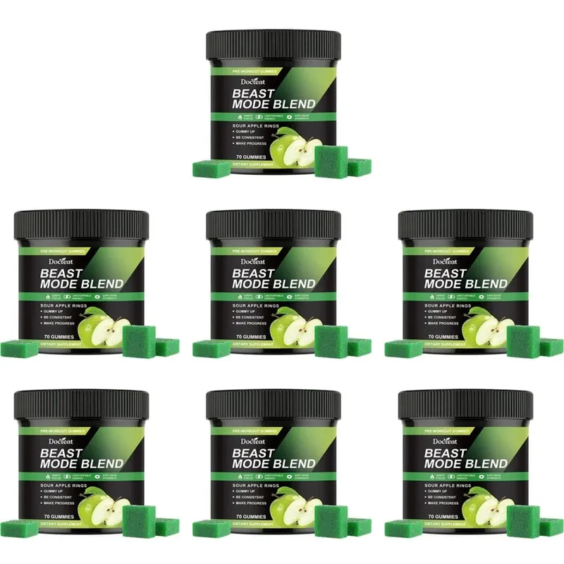 Docteat Beast Mode Blend Pre Workout Gummies Energy Focus & Endurance Support for Strength Training & Active Gym Days 70 Count — image 13