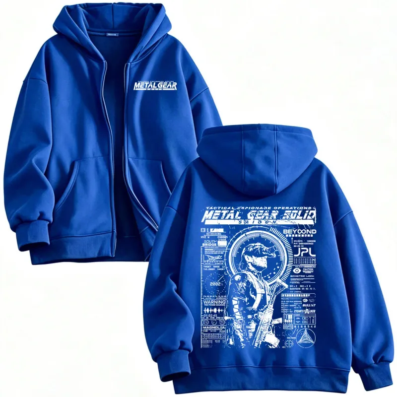 MSG1 Metal Gear Solid Snake Zipper Hoodies Men's Women Clothing Fashion Fleece Pullovers Zip Up Hooded Sweatshirts Jackets