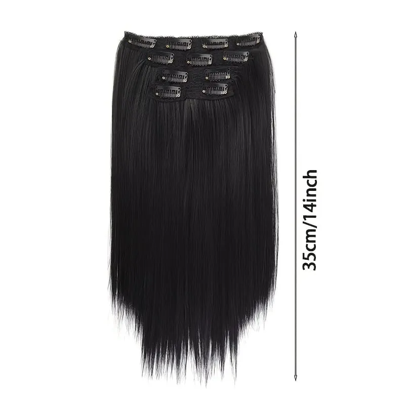 Straight Bob Clip In Hair Extensions Synthetic Highlight Clip On Hairpieces Thin Straight For Women Short Bob Daily Hairstyle