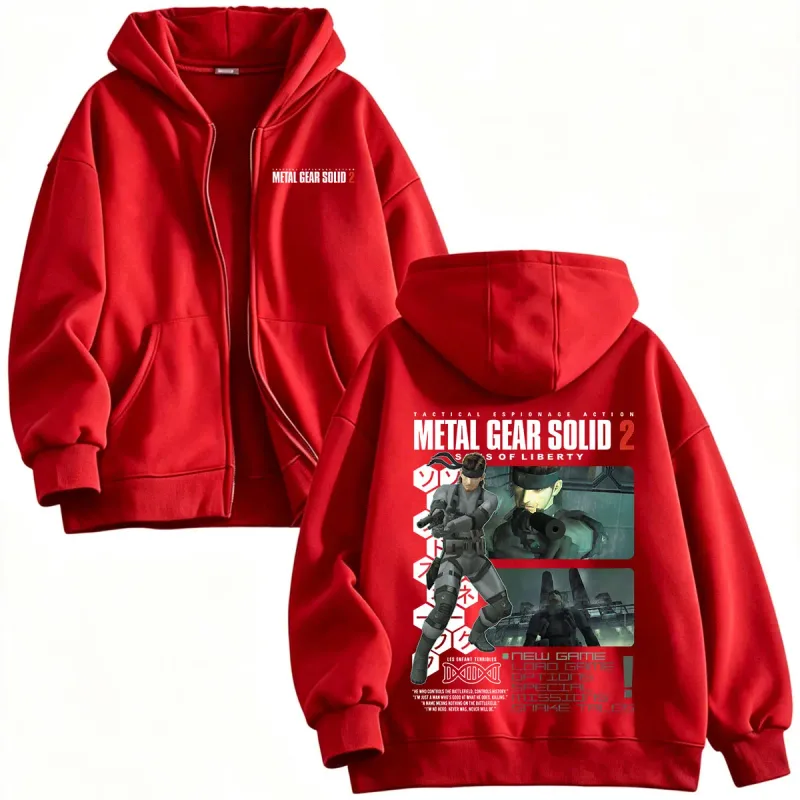 Metal Gear Solid 2 Sons of Liberty MGS2 Solid Snake Game Zipper Hoodies Men Women Fleece Zip Up Hooded Sweatshirts Jackets Coats — image 9