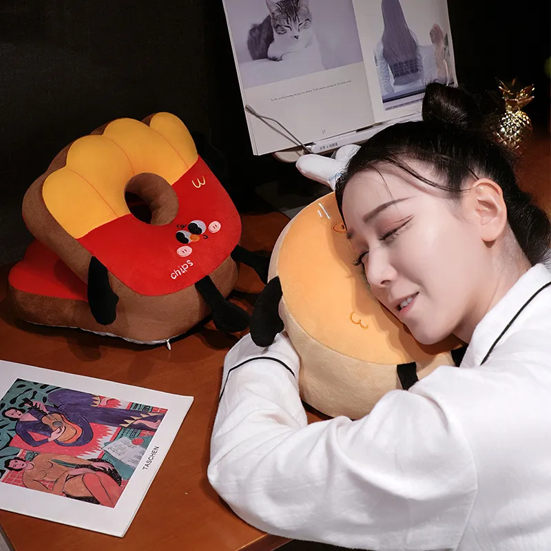 Hamburger Chips Plush Kawaii Sleeping Pillow Cartoon Cushion for Office Chair Waist Backrest Cushion Sofa Home Decor Kid Gifts — image 6