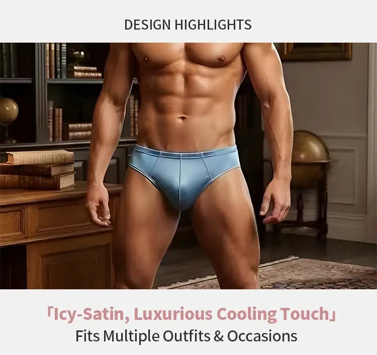 1/3Pcs Satin Nylon Men's Briefs Skin-friendly Breathable Mens Underwear Panties Large Crotch Pouch Man Bikini Underpants Briefs — image 1