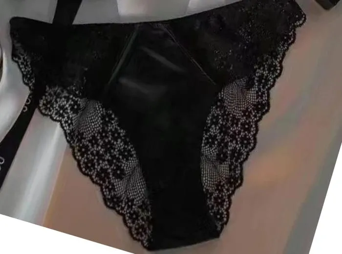 European -American sexy satin half cup comfortable upper support underwear set thin with steel ring green lace edge glossy bra — image 14
