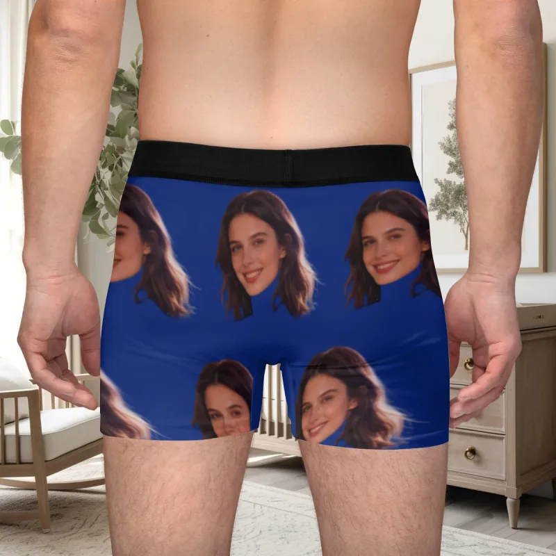 Personalized facial photos customized underwear flat cornered men's Valentine's Day gift for husband anniversary gift for fath — image 4