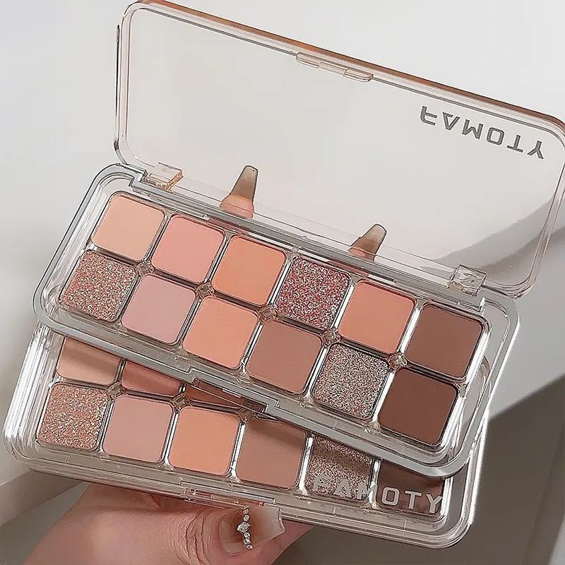12-Color Low Saturation Matte Eyeshadow Palette Tea Apricot Earth Tones Long Lasting Pearlescent Matte Eye Makeup for Daily Use — image 2