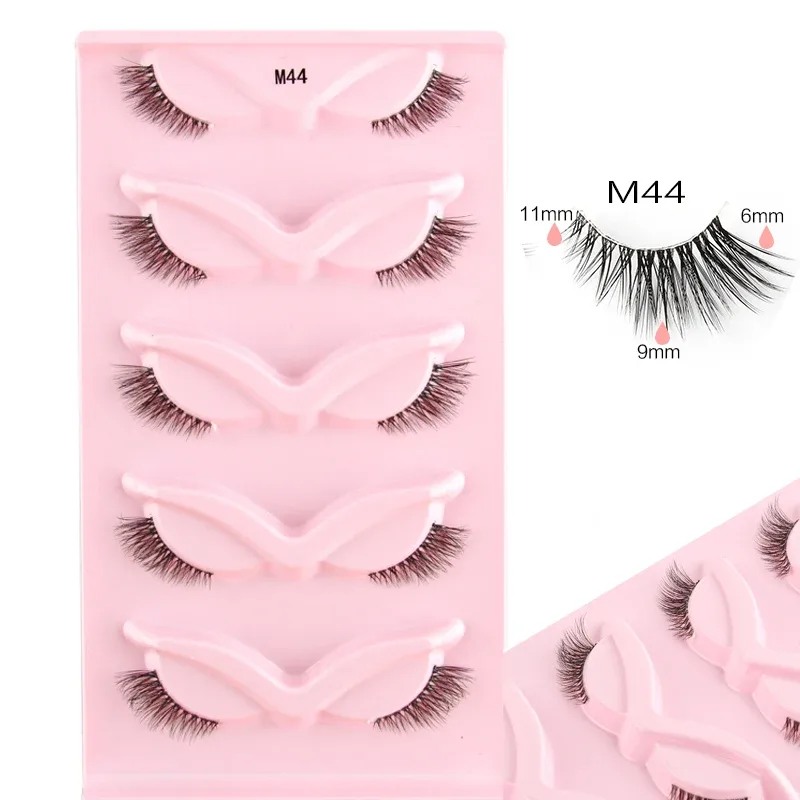 Bulu Mata Separuh Mata Bulu Mata Kucing 3/5/10 Pasang Bulu Mata Palsu Gebu Lembut Kelihatan Semulajadi Clear Band 3D Mink Bulu Mata Mekap Sambungan — image 8