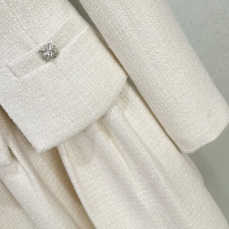 2026 Spring New Arrival Tweed Stand Collar Long Sleeve Faux Two-Piece Tulip Dress - High-Quality Fashionable Elegant Mini Skirt — image 6