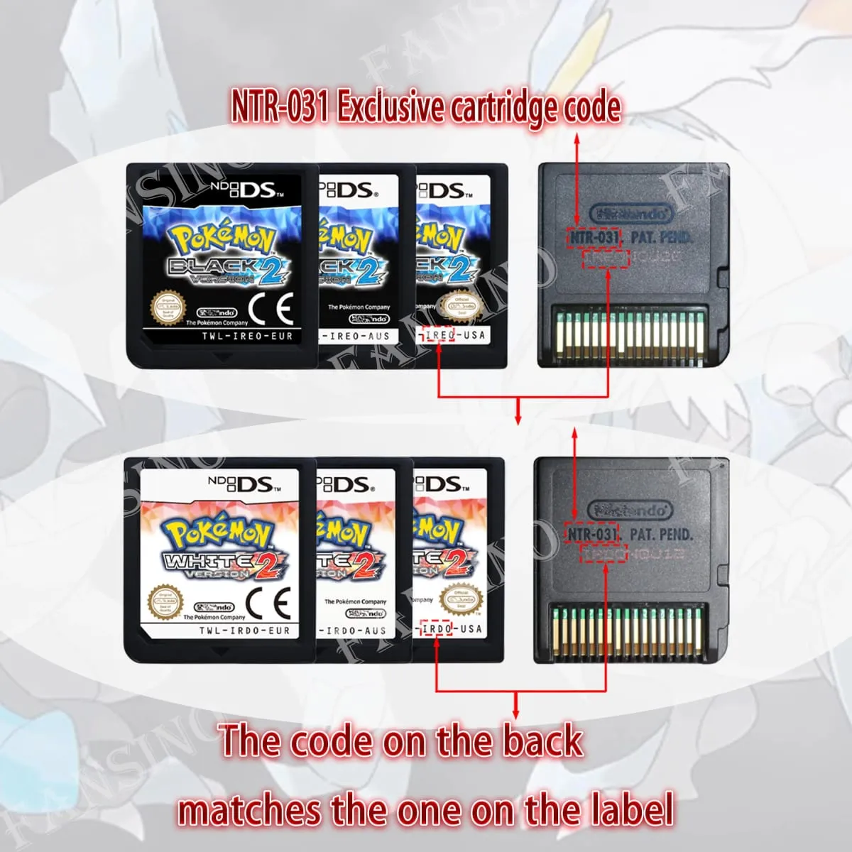 (USA EUR AUS) Pokemon Black White 1/2 Version High Quality Authentic 1:1 Replica DS Video Game Cartridge For DS 2DS 3DS Console — image 1