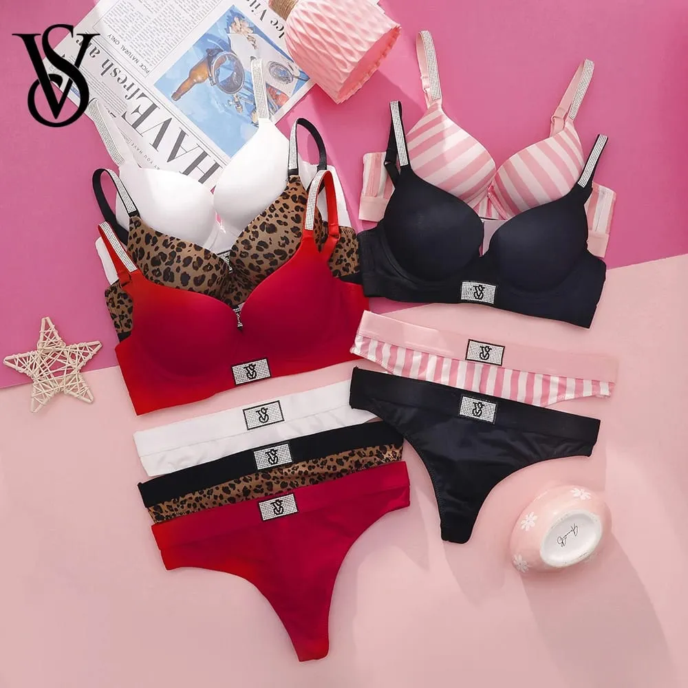 Victoria's Secret Women Lace Bra And Panty Set Push Up Wireless Comfortable Everyday Lingerie Underwire Seamless — image 1