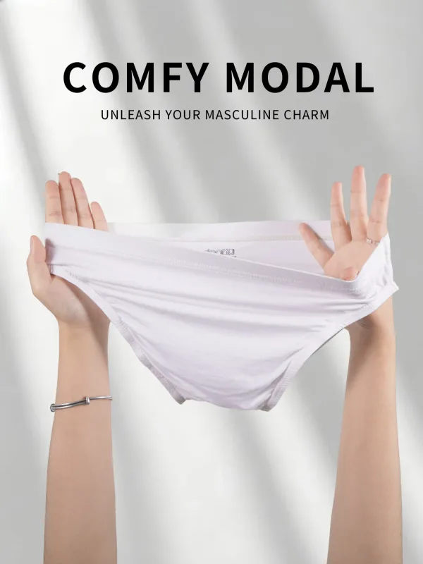 Men's Modal Ultra Thin Bare Feel Briefs, Low Rise High Elastic Breathable 3D Convex Pouch Underwear