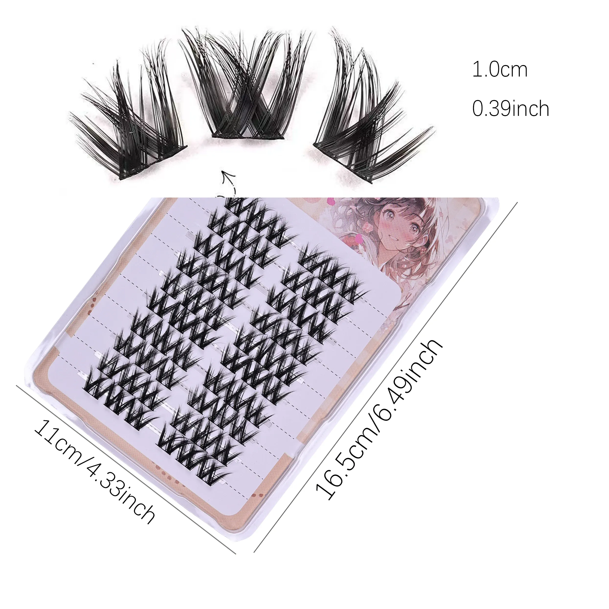 Light Matte Fiber W-Shape Fluffy Cluster Lashes 10 Rows 60 Uncut Clusters Natural DIY Anime Eye Makeup Lashes for Daily Office — image 4
