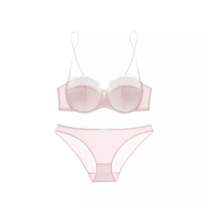 Women's Pure Sensual Lace Lingerie Set Summer Thin Bralette Small Breasts Gather Push Up No Empty Cup Beautiful Bra Cover Set — image 5