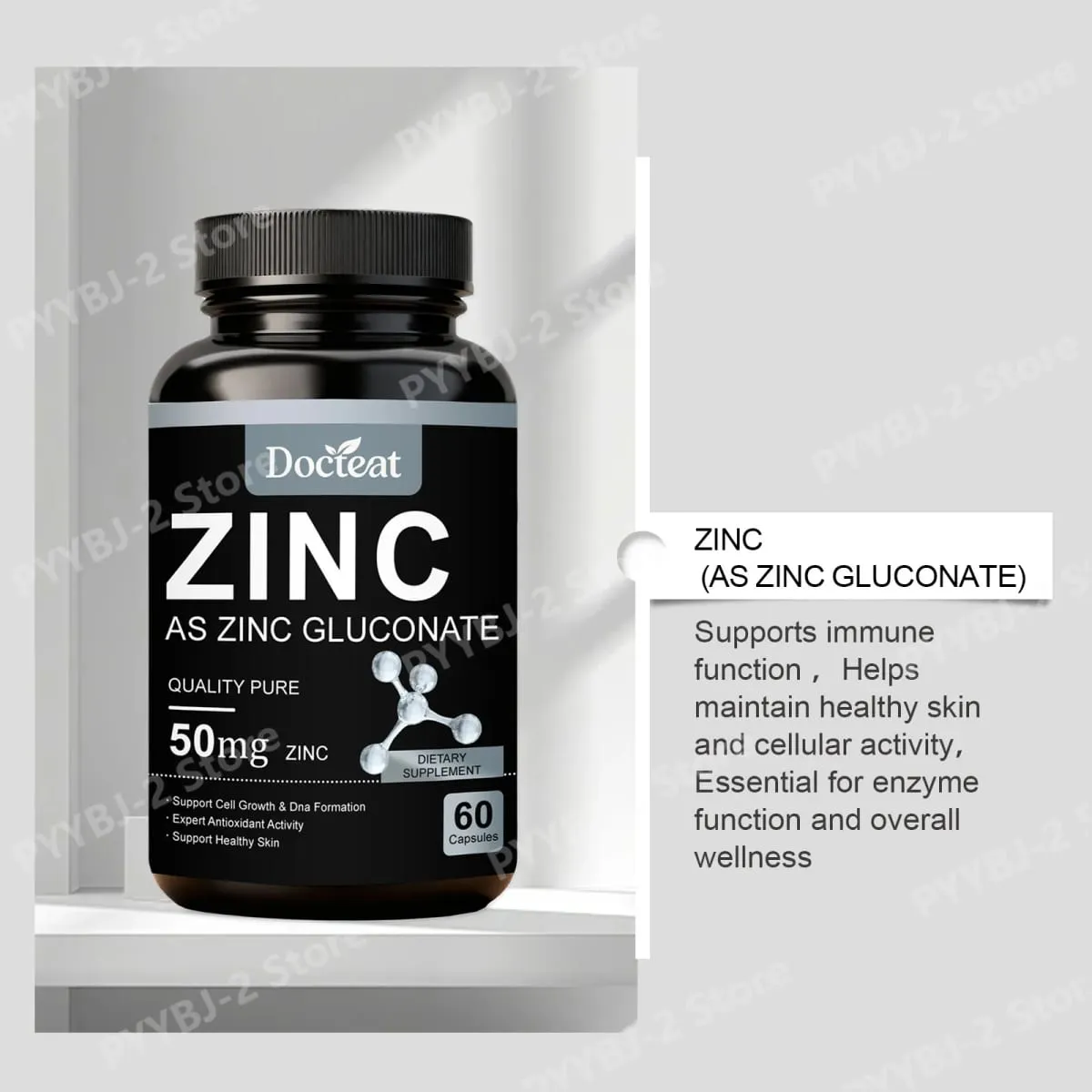 Zinc Gluconate Capsules 60 Count 50 Mg Zinc Per Serving Immune Support Cellular Health Daily Zinc Nutrition — image 3