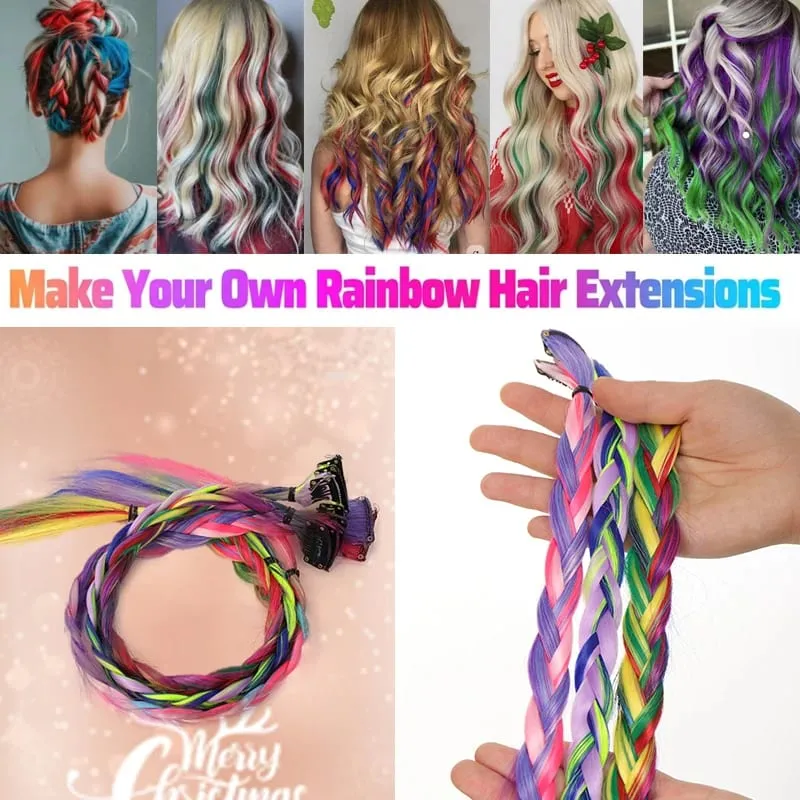 10Pcs 24 Inch Highlight Colorful Single Clip‑in Hair Extensions Synthetic Hair Pieces for Halloween Cosplay Birthday Party — image 4