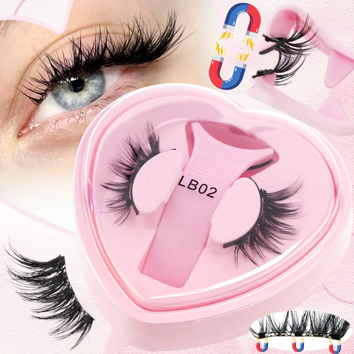 Magnetic Eyelashes Kit Natural 3D Mink Lashes Thick Fluffy False Lashes No Glue Needed Fake Eyelash Makeup Faux Cils