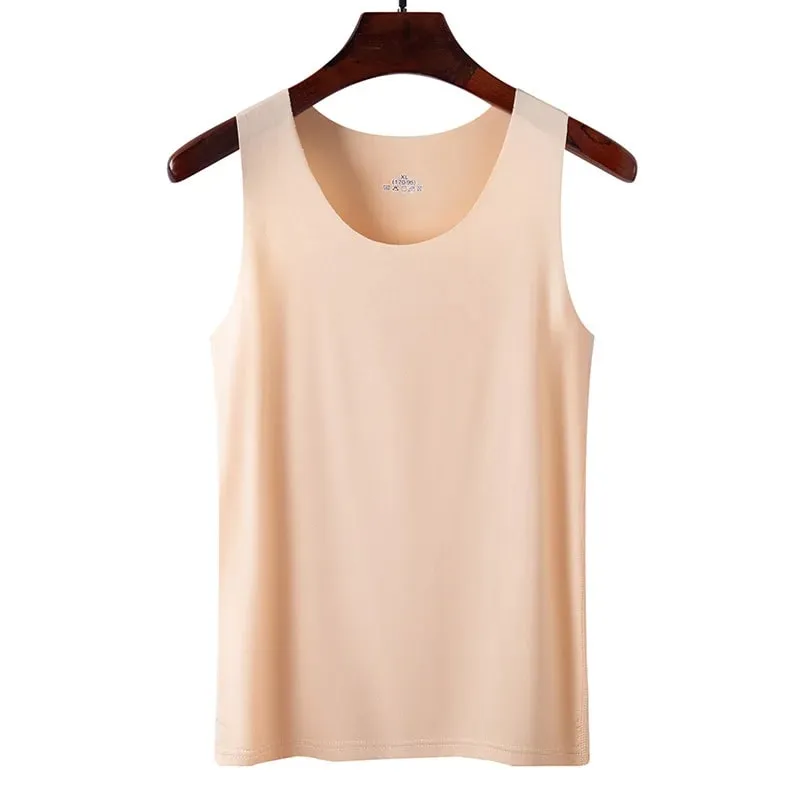 1pcs Ice Silk Tank Tops Seamless Mens Vest Sleeveless Sport Bodysuit Vest Clothing Women Casual Summer Tank Undershirts Cool Gym — image 3