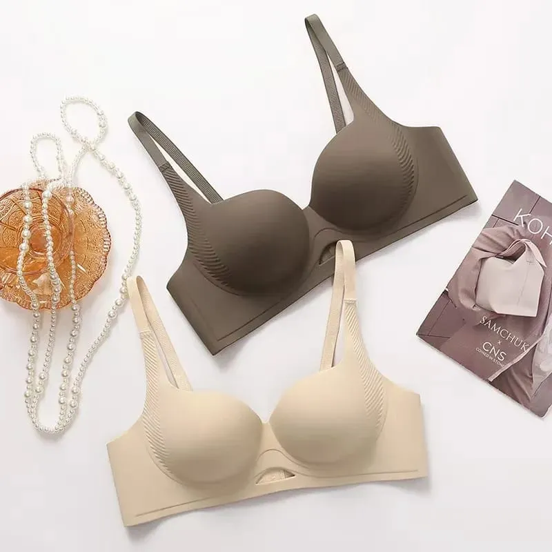 New Hollow-out One-piece Seamless Comfortable Push Up Lingerie Small Breast Gathering Anti-sagging No Steel Ring Bra — image 3