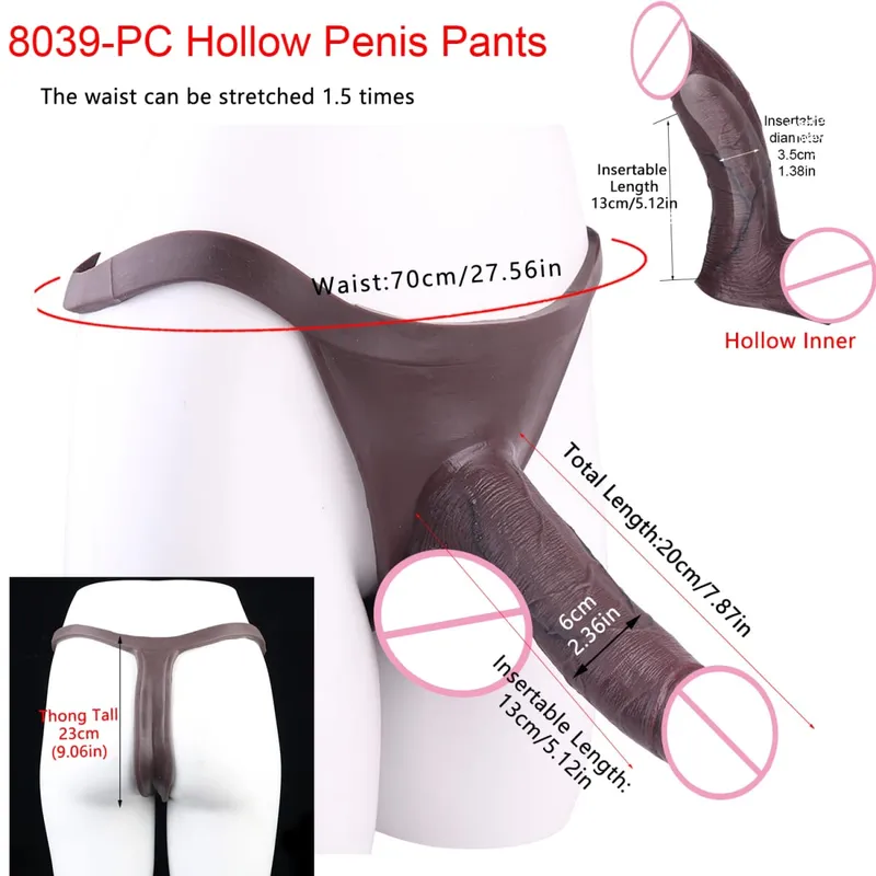 Large Hollow Dildo Premium Silicone Pants Wearable Hyper Realistic Insertable Penis Cover Adult Intimate Wearable Toys — image 29