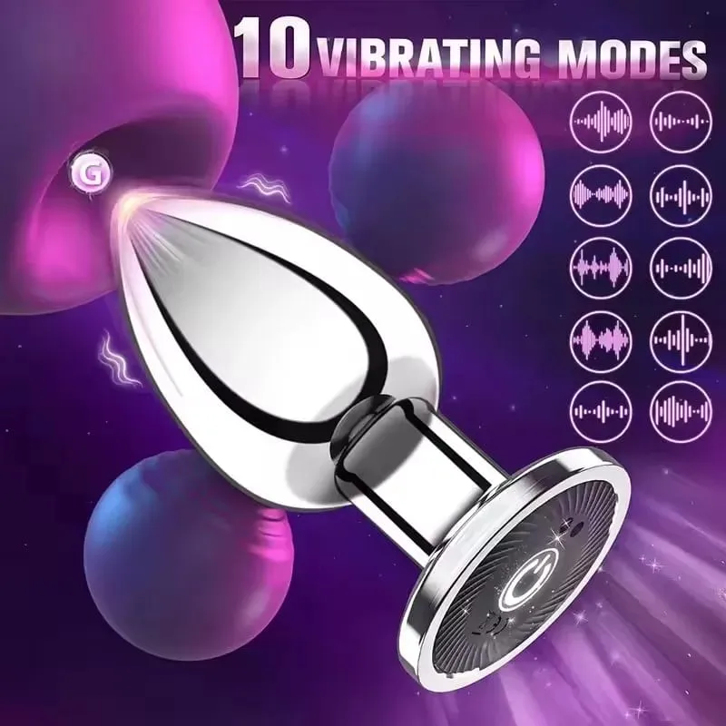 Vibrating Metal Remote Control Electric Anal Plug 10 Kinds Of Wireless Remote Control Vibration Mode Adult Sex Toys