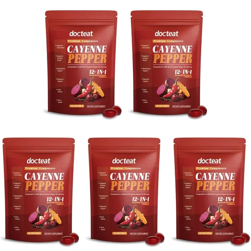 Cápsulas blandas de pimienta de Cayena con fórmula botánica mejorada 12 en 1 para apoyo antioxidante y de salud vascular 180 cápsulas blandas — image 11