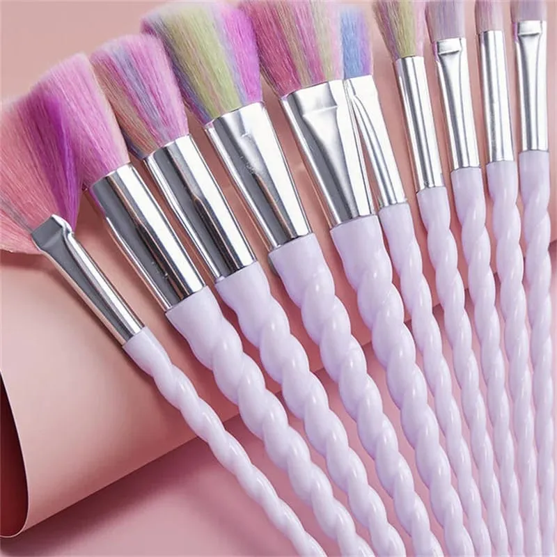10pcs/set Colorful Makeup Brushes Set Foundation Eyeshadow Powder Brush Makeup Brush Cosmetic Tools pinceaux maquillage licorne — image 3