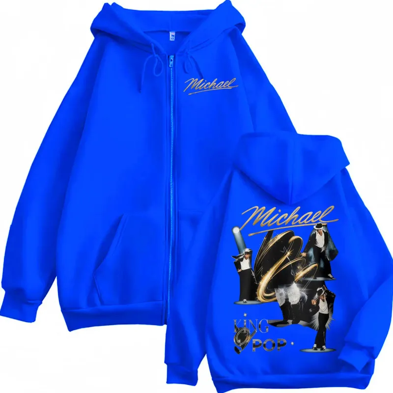 King of Pop Michael Jackson Concert Zipper Hoodies Men's Women Fashion Trend Classic Jacket Sweatshirt Long Sleeve Zip Up Hoodie — image 5
