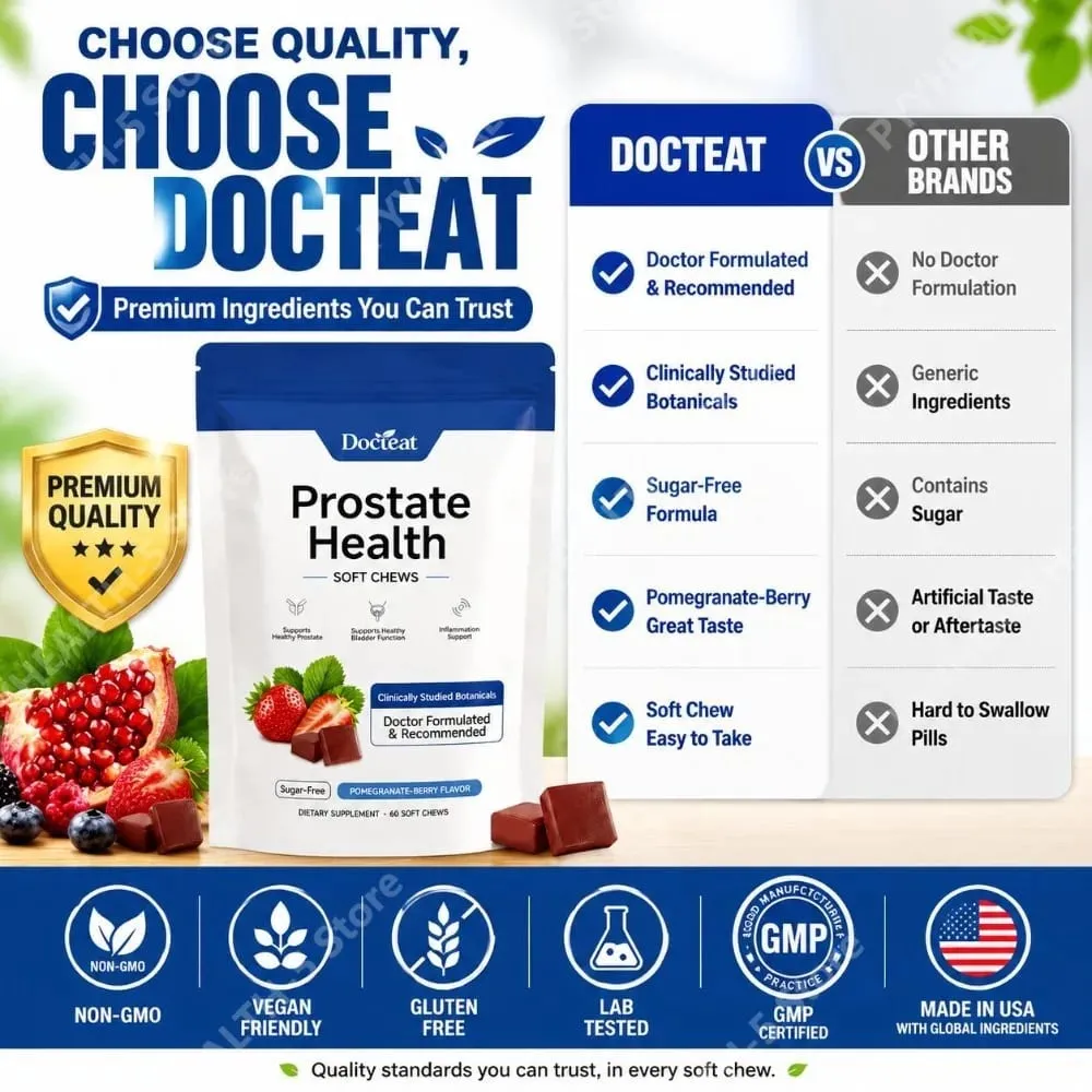 Docteat Prostate Health Soft Chews Sugar-Free with Vitamin C Zinc and Selenium for Immune System Balance 60 Soft Chews — image 7