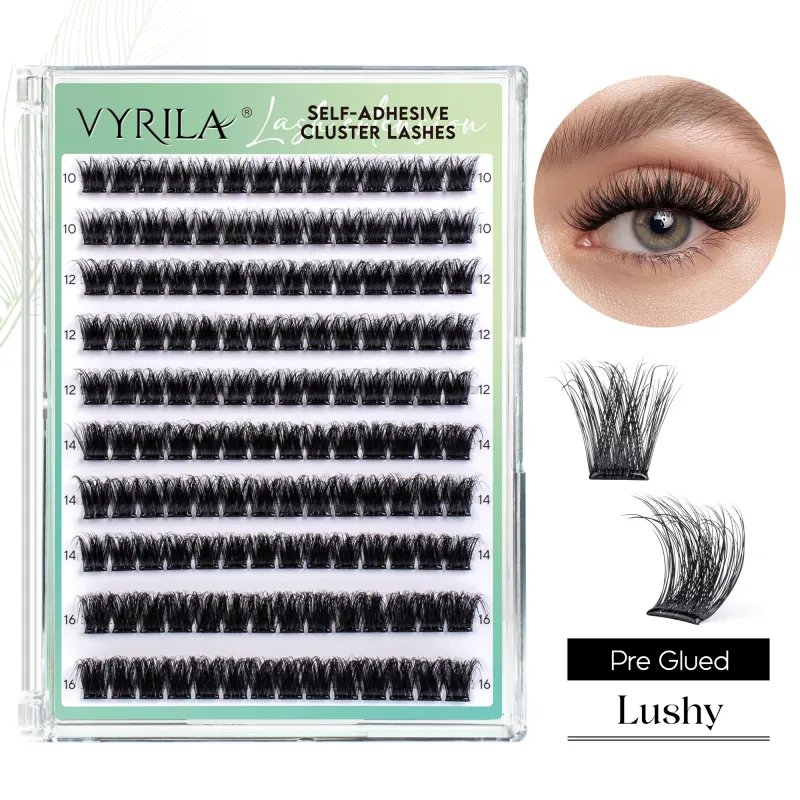 Self Adhesive Eyelashes ไม่ต้องใช้กาวขนตา 10-16 มม.Pre Glued Cluster Lashes D Curl นุ่มธรรมชาติกดบนขนตา