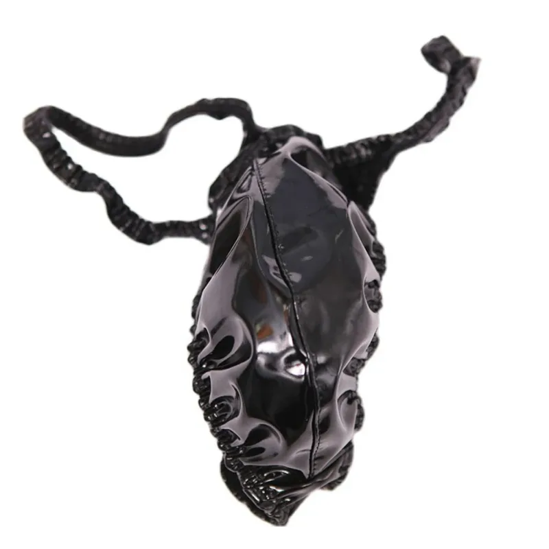 Latex Leather Thongs For Men Black Mens G-string Glossy Finish PU Polyester Spandex 15 PU 72 Polyester 13 Spandex — image 3