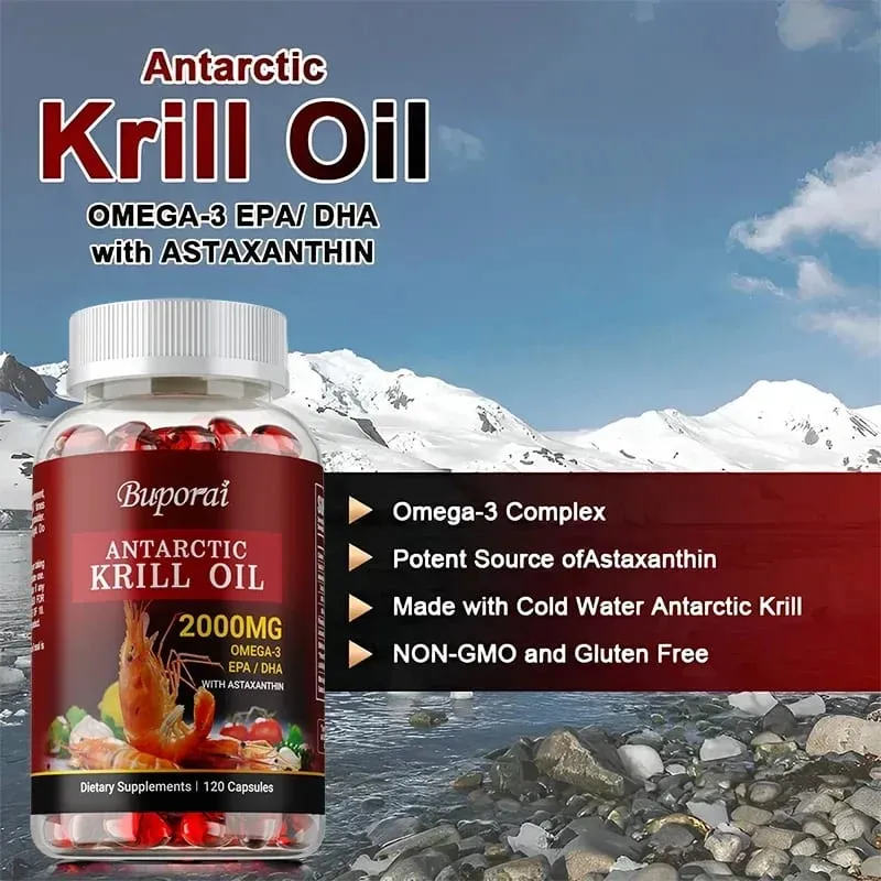 Antarctic Krill Oil 2000MG - Contains Astaxanthin Promotes Brain and Heart Health Antioxidant Metabolism and Boosts Immunity — image 4