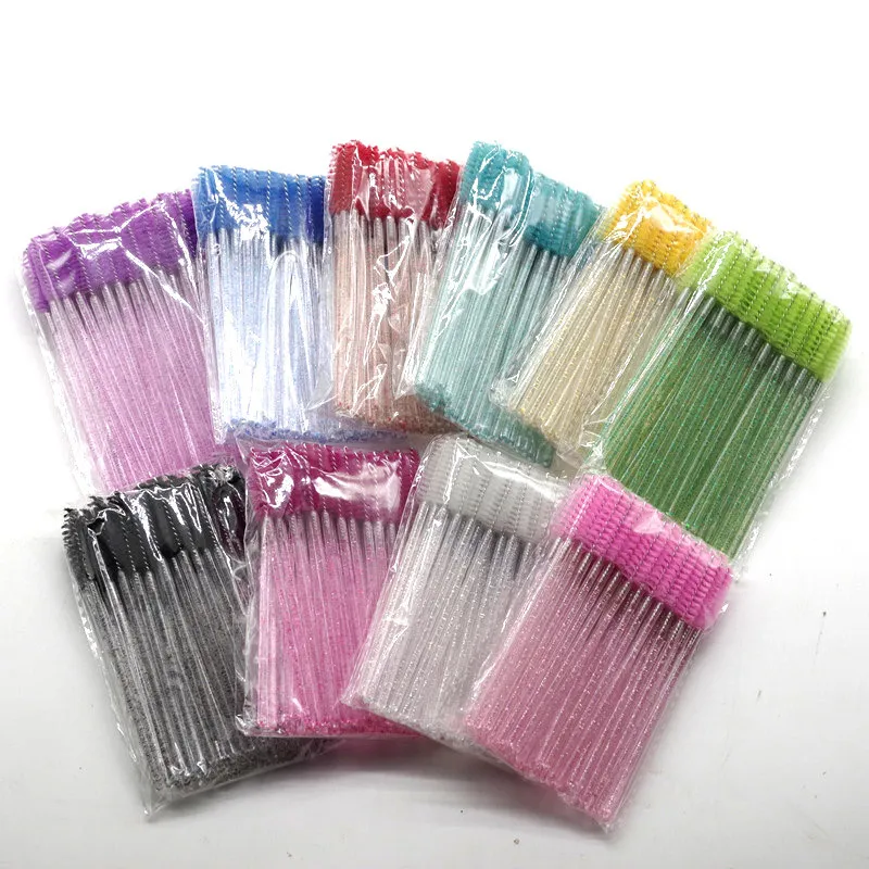 50pcs Crystal Rod Disposable Eyelash Brushes Eyelash Comb Eyebrow Comb Eyelash Curl Spiral Multi purpose Portable Makeup Brush — image 3