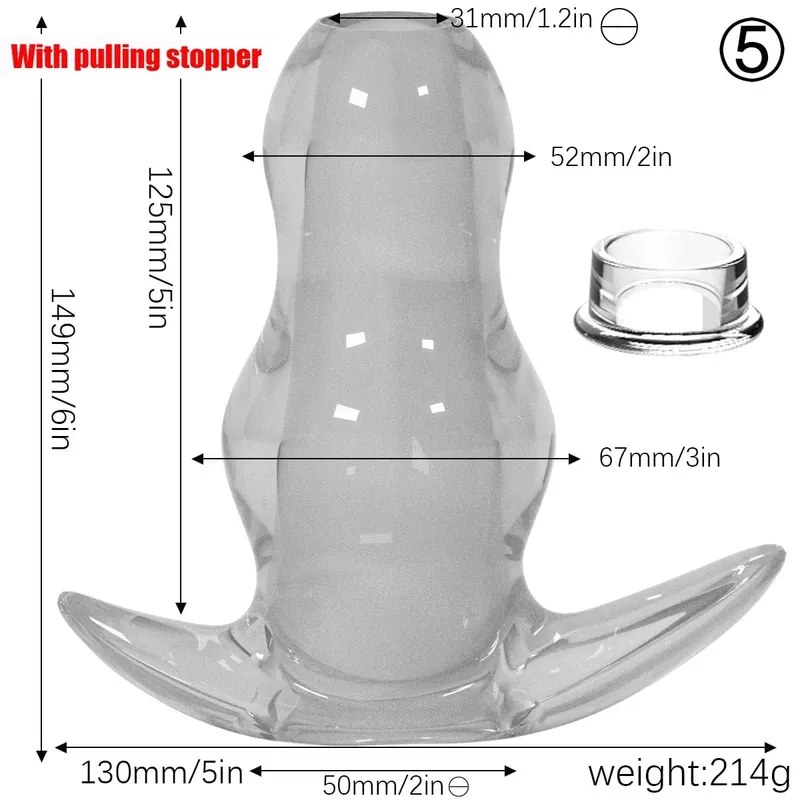 Purple TPE Hollow Tunnel Butt Plug Set - Graduated Open Anal Stretcher Plugs Flexible Sex Toy para sa Mga Lalaki at Babae — image 11