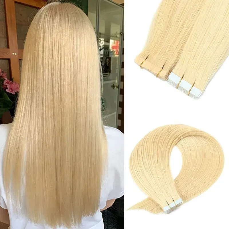 20Pcs Straight Tape ins Extensions Real Human Hair Double Side Tape in Hair Extensions Tape in Hair Extensions Remy Human Hair