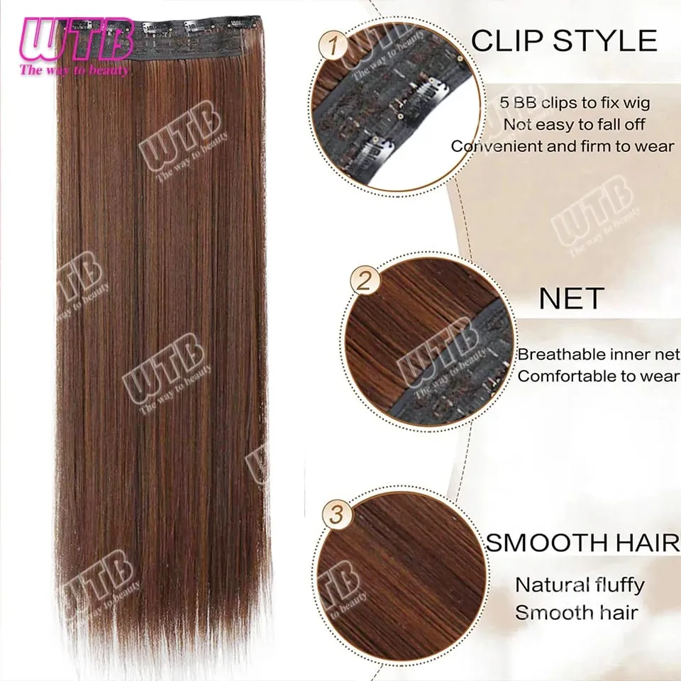 Extra Long Straight Synthetic 5 Clip Hair Extensions Ponytail Extension For Ladies Girls 20~40 Inches Clip In Extensions Hairpie — image 4