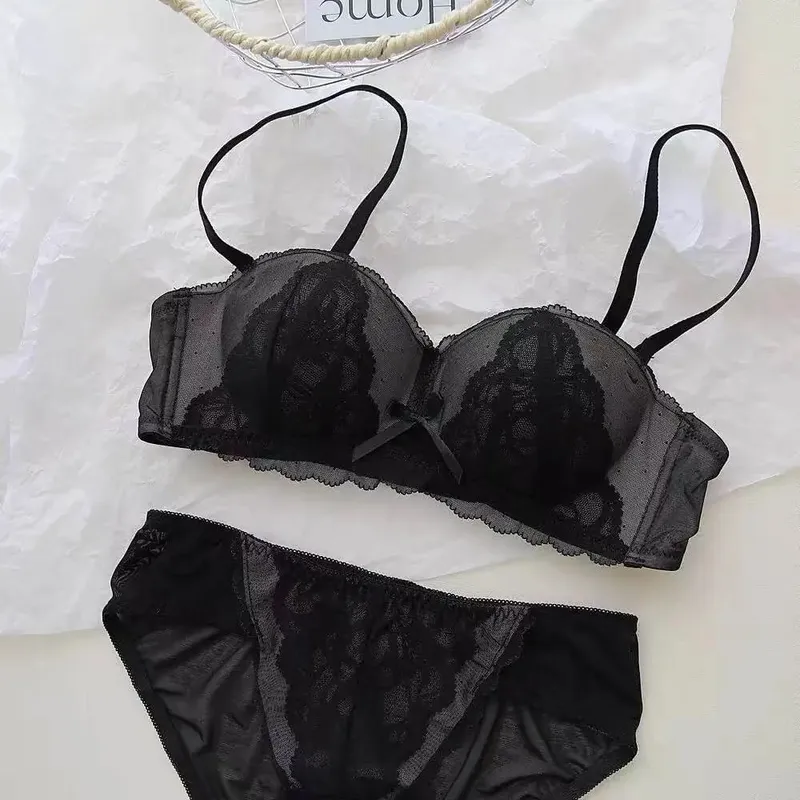 Ensemble de soutien-gorge demi-tasse en dentelle française, Push Up sans fil, petite poitrine, améliore le levage, Anti-affaissement, confort, ensemble de Lingerie Sexy pour femmes — image 10