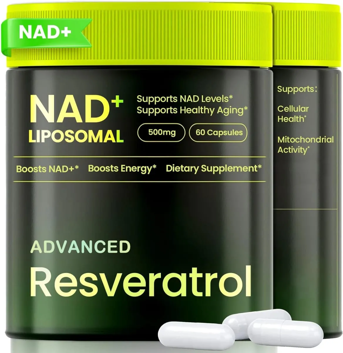 Liposomal NAD+ ADVANCED Supplement with Resveratrol - NAD Plus Capsules for Anti Aging Brain Function & Cell Regeneration