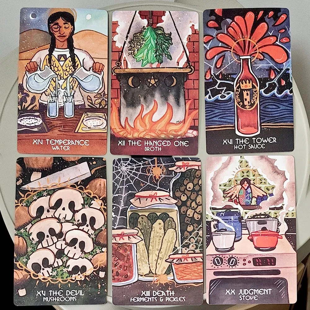 The Magic Pantry Tarot Deck Dobbelt-præget karton Akvarel-tarotkort med madtema til hjemmekokke og foodies 12*7 cm — image 5