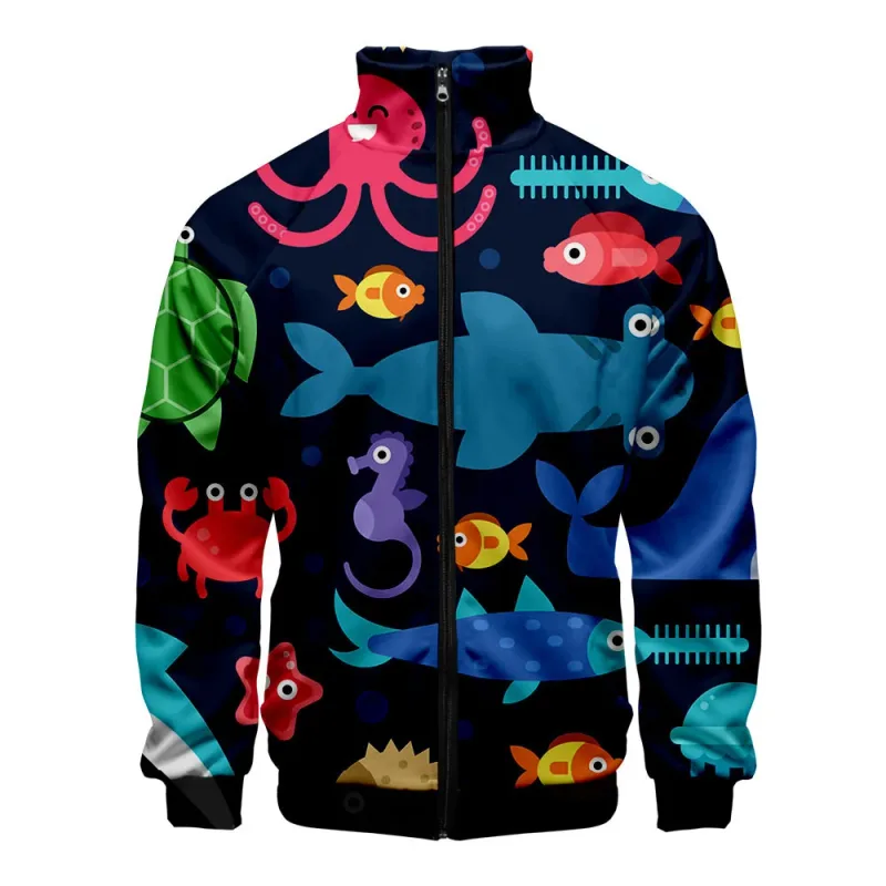 Popular Marine animals dolphin 3D Print Zipper Raglan Jacket Windbreaker Boys/Girls Comfortable Stand Collar Jackets Coats — image 13