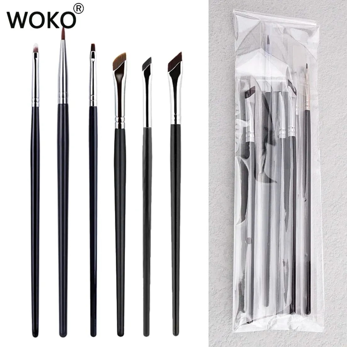 5/6 τεμ. Thin Gel Eyeliner Πινέλα Μακιγιάζ Σετ Βουρτσών Ματιών Flat Top Κονσίλερ Ματιών Βούρτσα Εργαλείο Μακιγιάζ Λεπτομερές Εργαλείο Μακιγιάζ — image 3