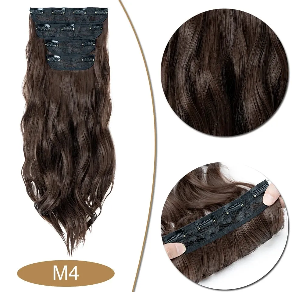 S-noilite Synthetic Hair 22inch Clips In Hair Extensions Long Wavy Clip In Hair Thick Double Weft 4Pcs/set Hairpieces For Women — image 25