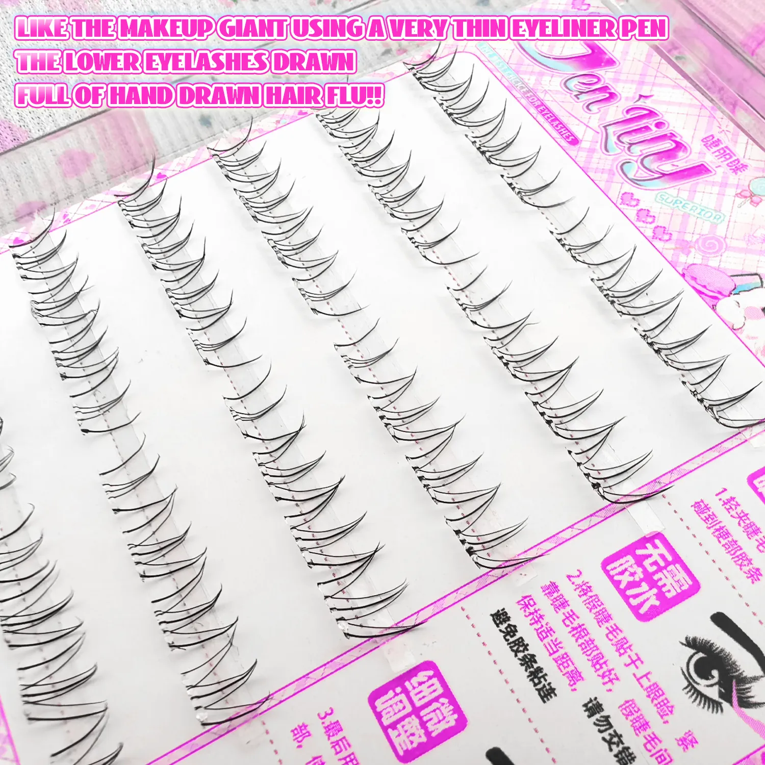 Glue-Free Cat Eye Lower Eyelashes 6 Rows Natural Wispy Look Reusable Soft Lightweight Comfortable Easy to Wear for Beginners — image 3