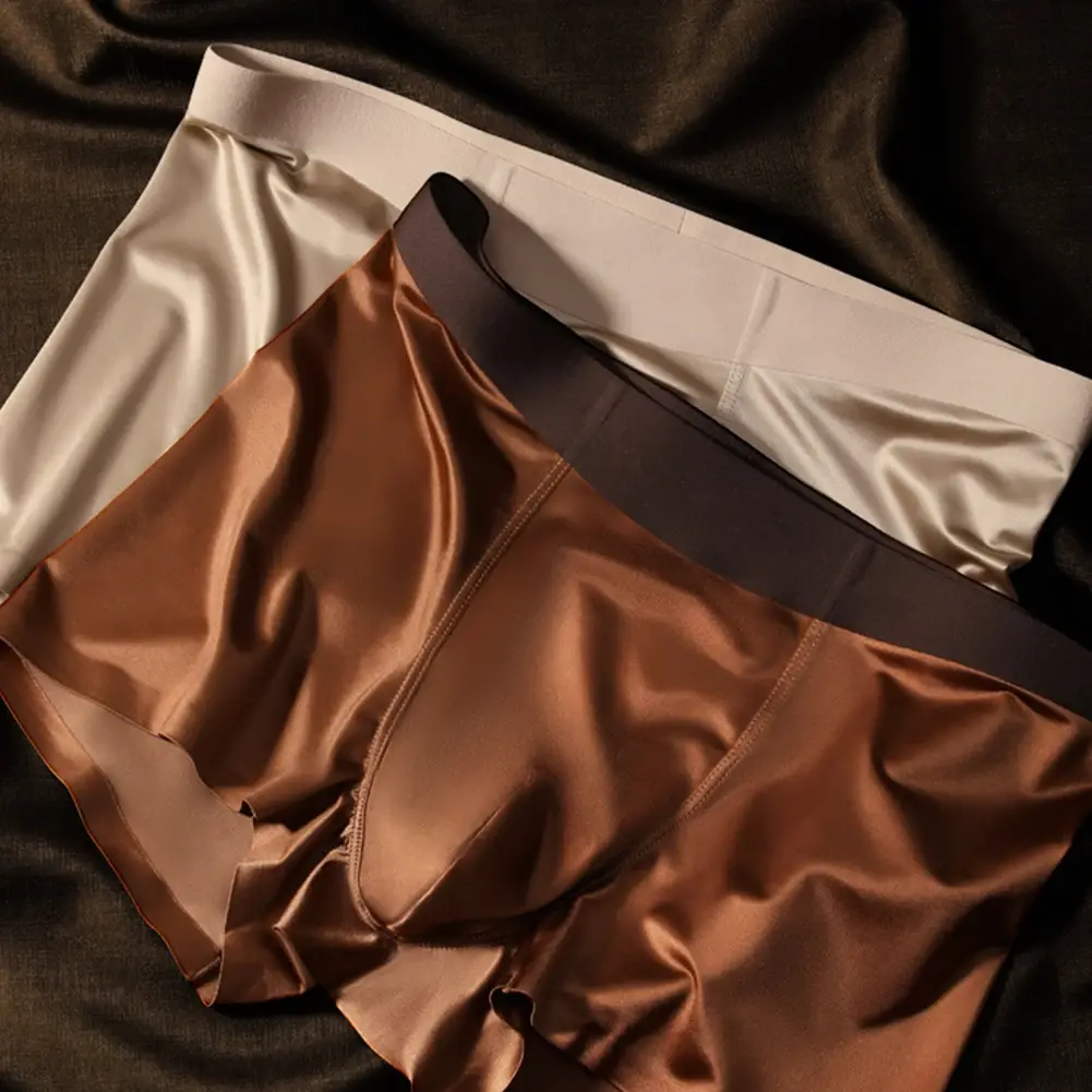 1pc Herren Nahtlose Boxershorts Atmungsaktive Schritt Höschen Eis Seide Boxershorts Bequeme Satin männer Unterwäsche Slips — image 6