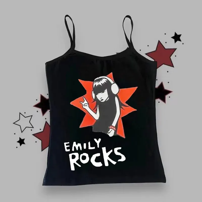 Women Gothic Spider Web Print Cami Tank Top Sleeveless Spaghetti Strap Y2K Slim Cropped Camisole Dark Punk Streetwear Tops