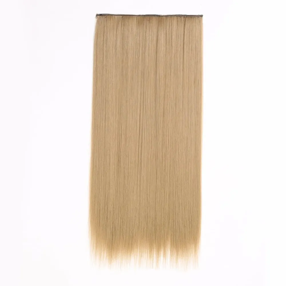 Synthetic Natural Synthetic Hair Extensions 5 Clip In Artificial Fake Ombre Blonde Brown Black Pink Straight False Hair Piece — image 25