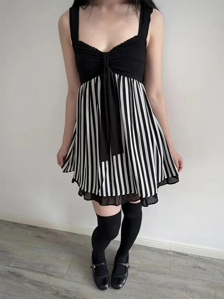 Y2K Harajuku Gothic Lolita Women's Dress Sexy Slim Fit Chic Trend Striped Suspenders Dresses Kawaii Japanese Emo Girl Streetwear — image 3